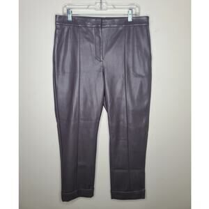 NWT Ann Taylor grey faux leather crop cuffed pants - 12P 12 petite